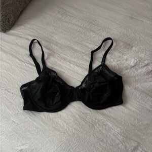 Calvin Klein Black Satin and Lace Underwire Bra